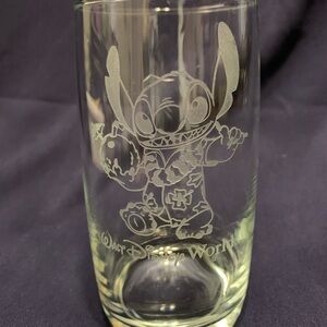 Walt Disney Stitch Clear Etched Glass Tumbler with C Monogram